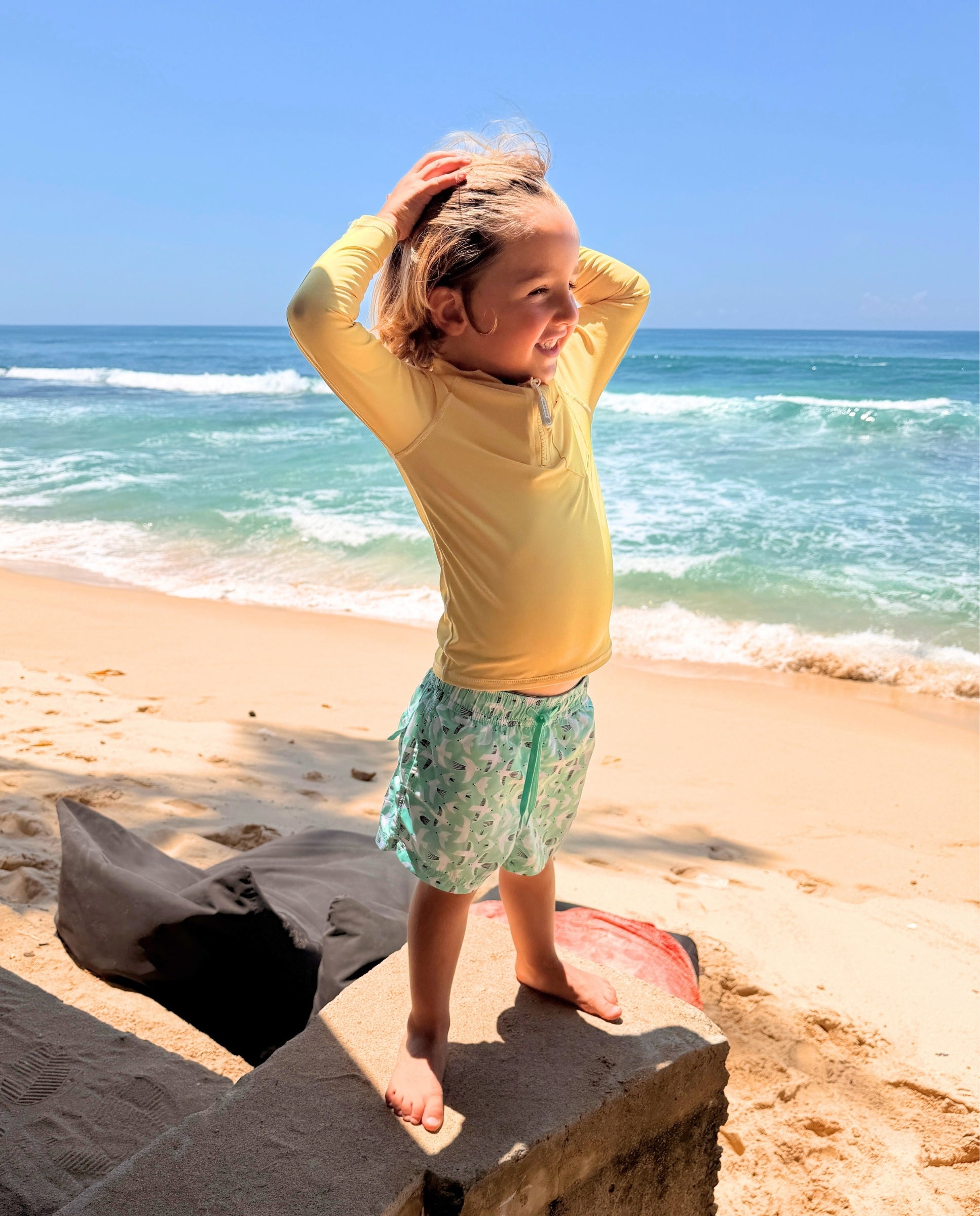 T-SHIRT ANTI-UV POUR GARÇONS - MANCHES LONGUES - Jaune soleil