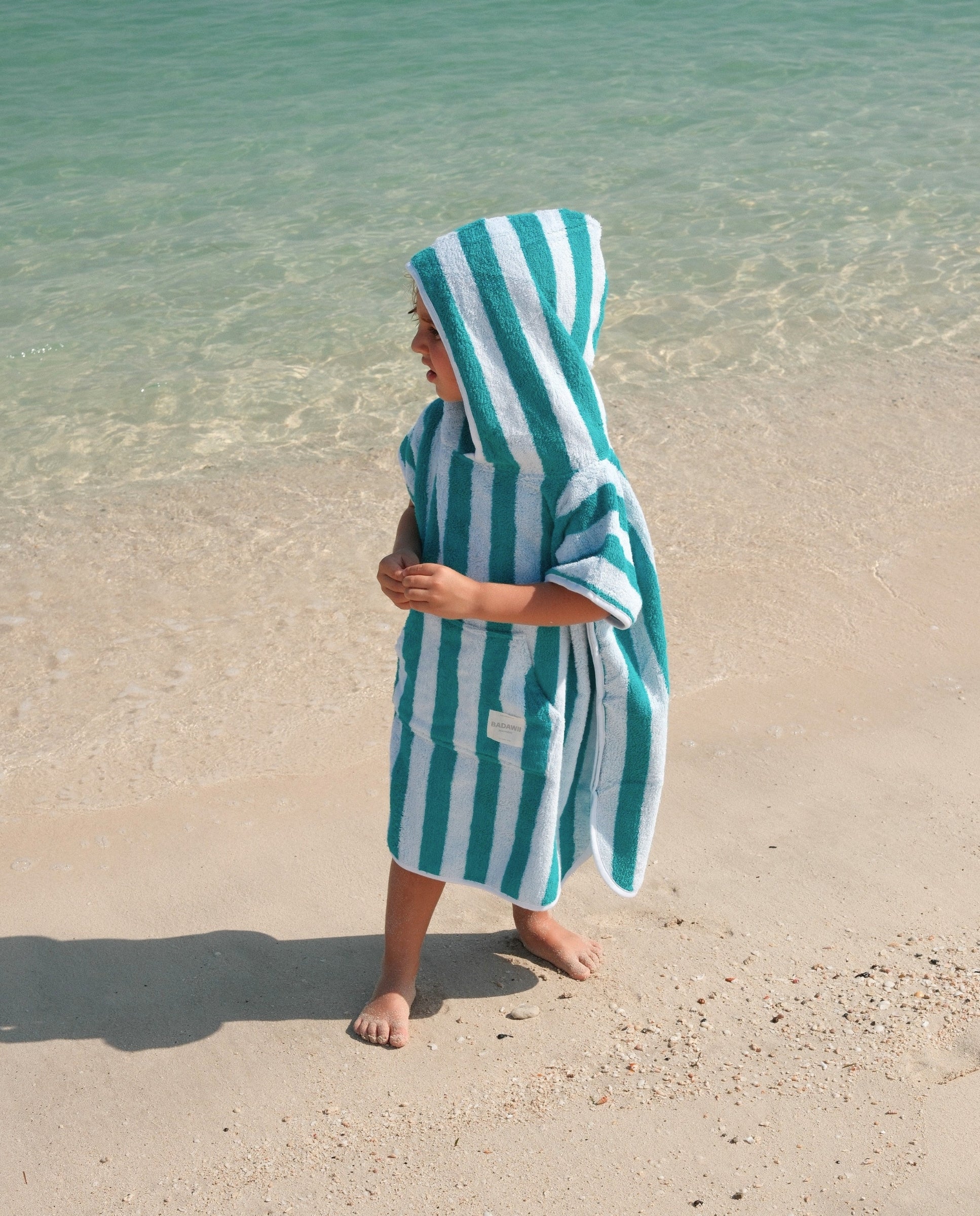 PONCHO TERRY KIDS - Rayas Verde