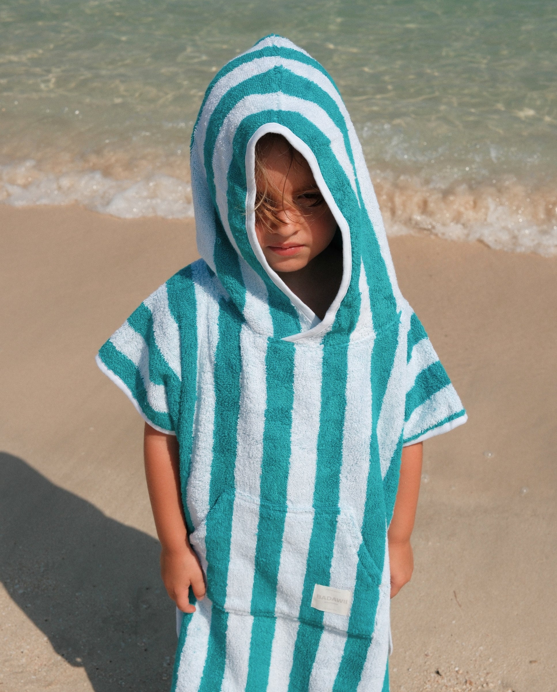 PONCHO TERRY KIDS - Rayas Verde