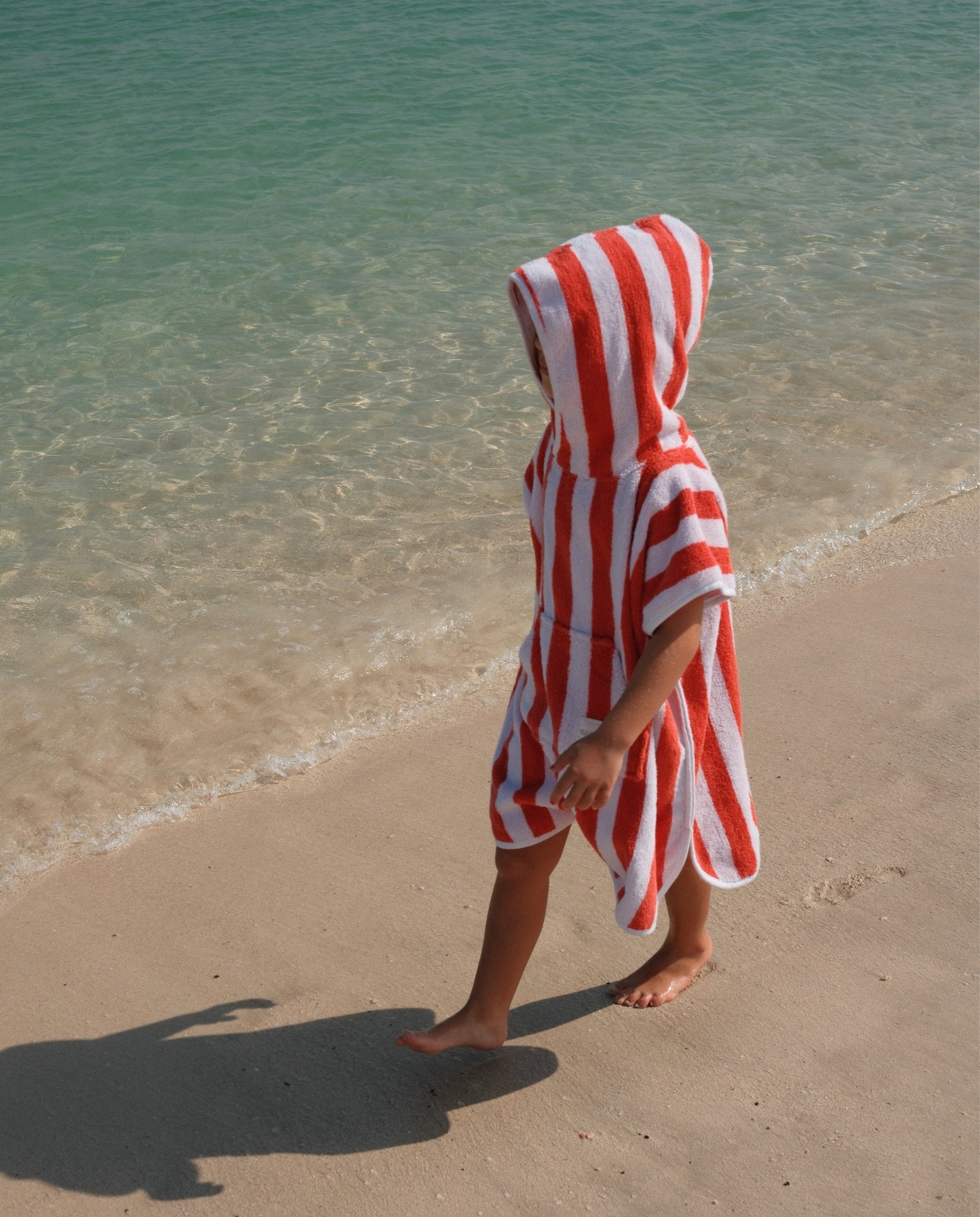 PONCHO TERRY KIDS - Rayas Rojo