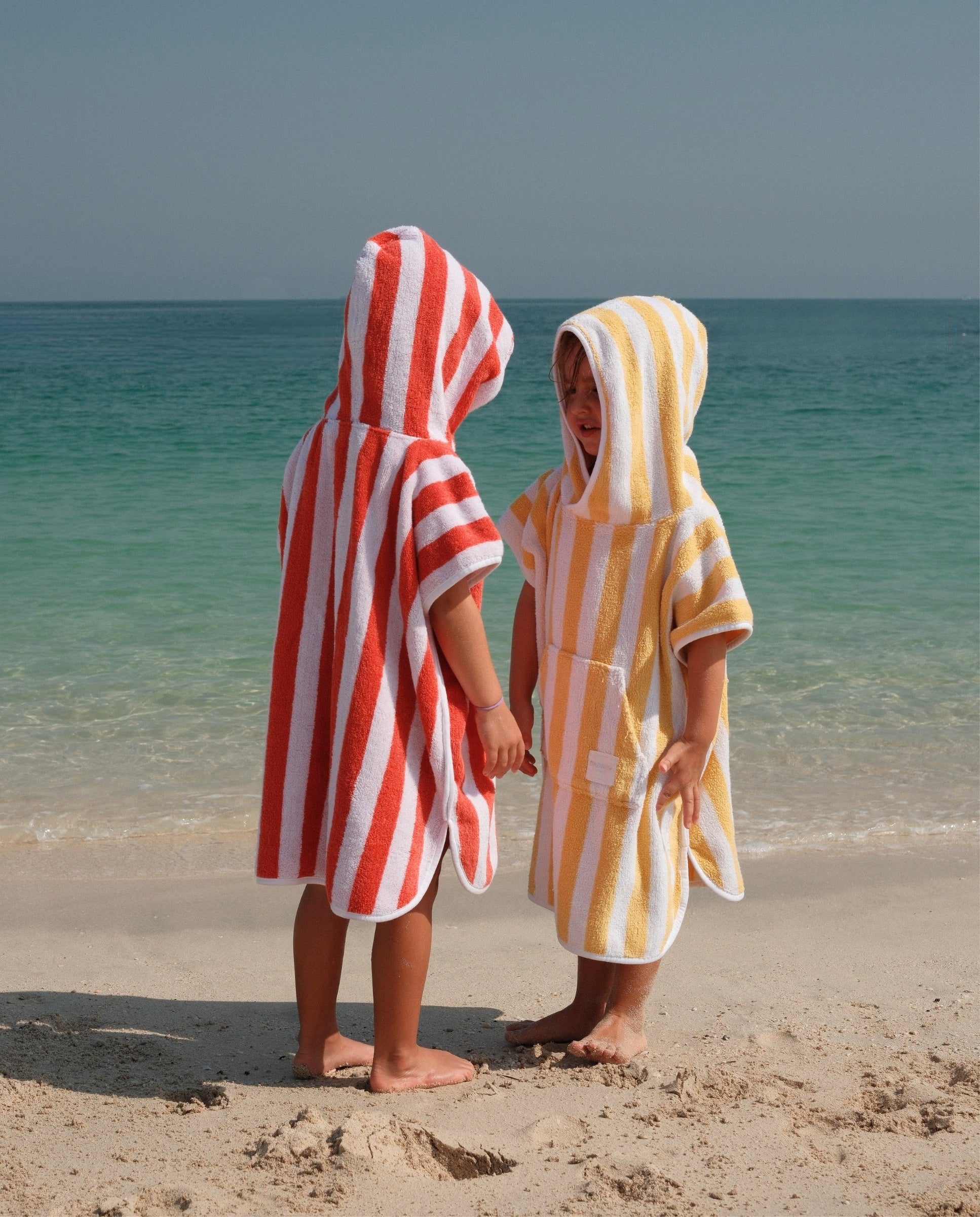 PONCHO TERRY KIDS - Rayas Rojo