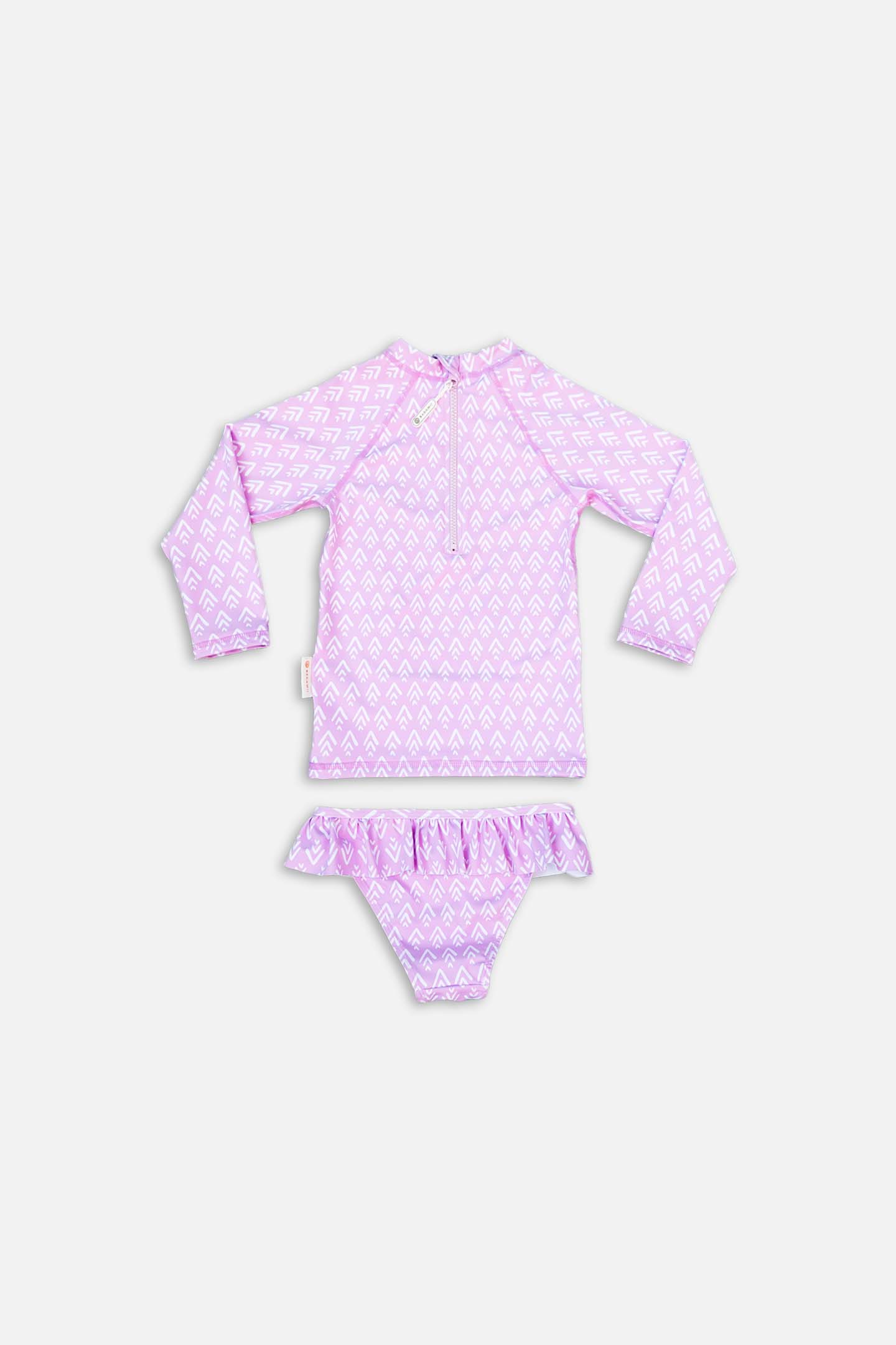 Girls 2-piece anti-UV swimsuit - Geo Purple