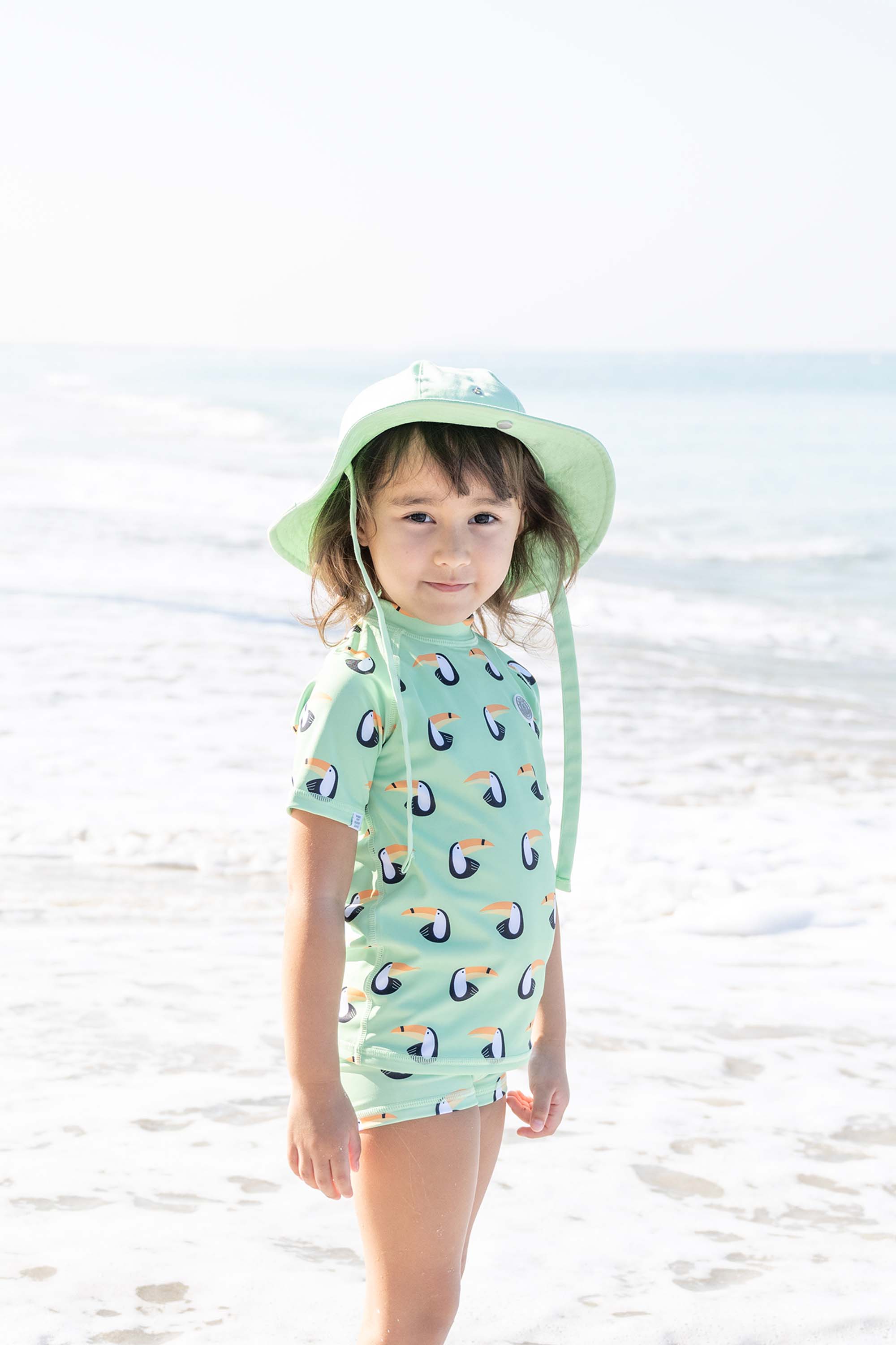 Gorro de praia bebé/criança - verde menta