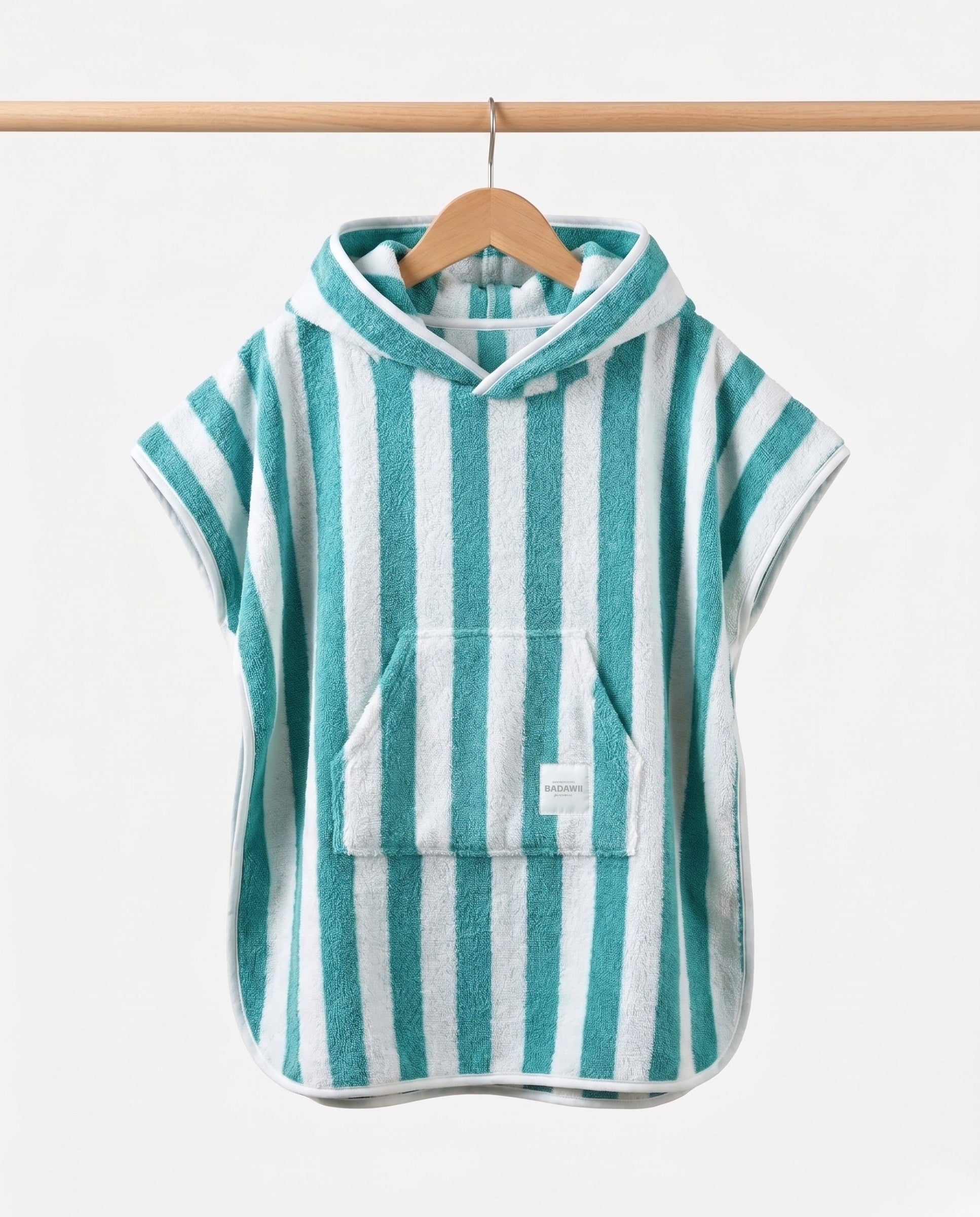 PONCHO TERRY KIDS - Rayas Verde