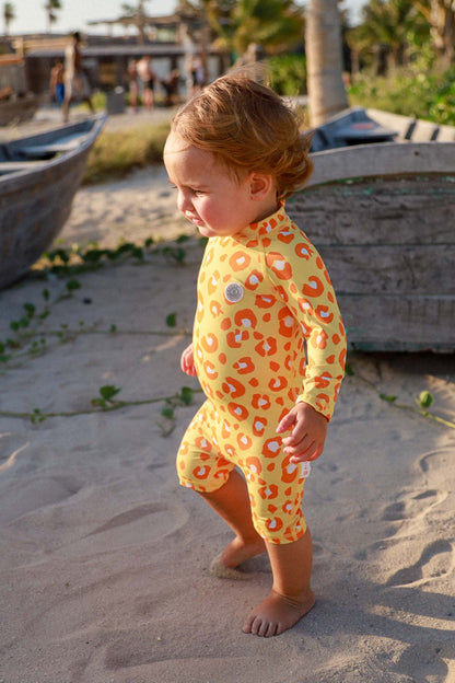 Anti UV Baby Swimsuit - Animal Print Yellow
