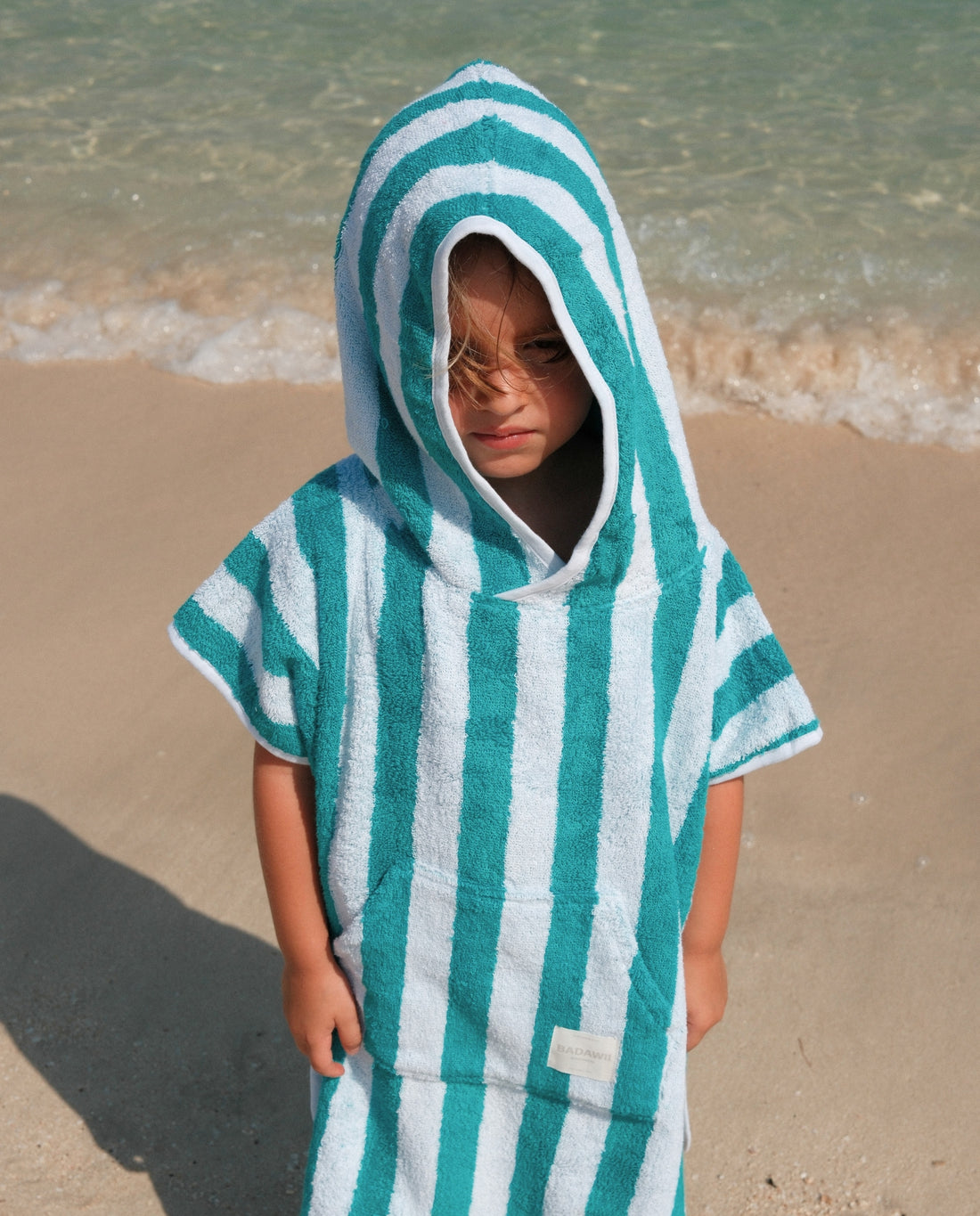 PONCHO TERRY KIDS - Rayas Verde