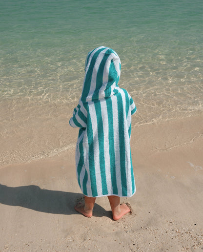 PONCHO TERRY KIDS - Rayas Verde