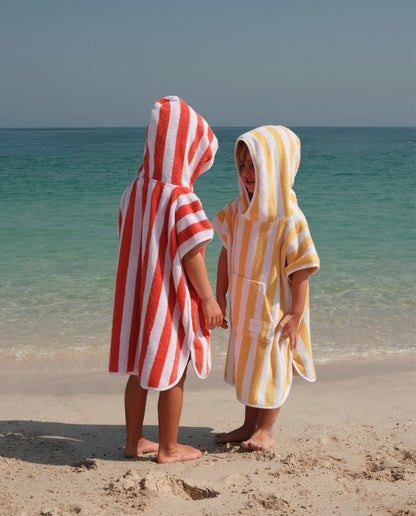 PONCHO TERRY KIDS - Rayas Rojo