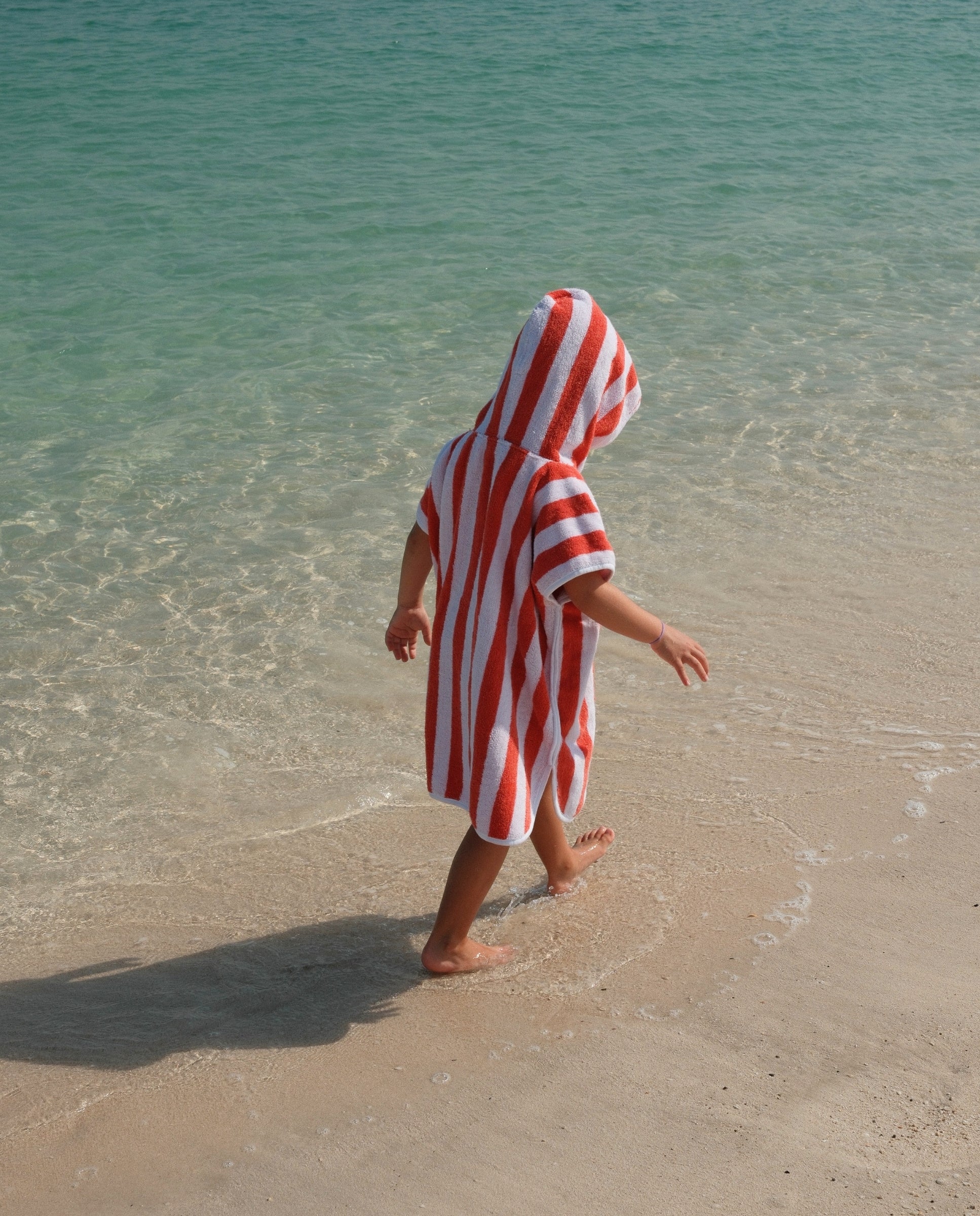 PONCHO TERRY KIDS - Rayas Rojo