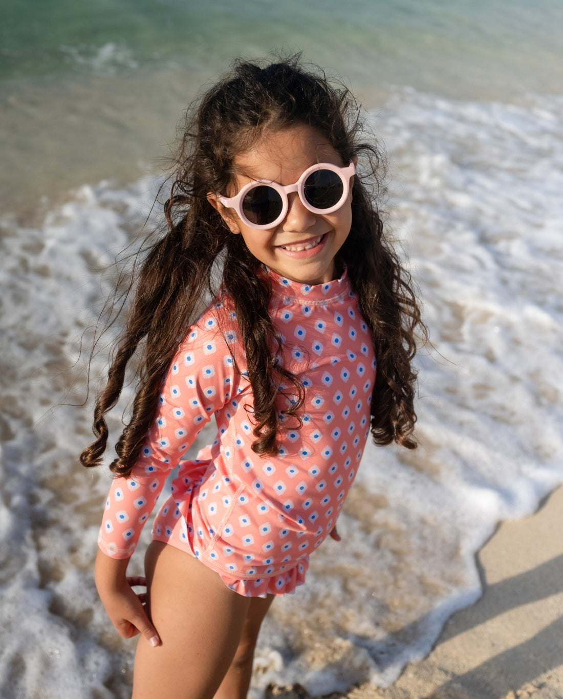 BAÑADOR NIÑA 2 PIEZAS - Peach Mosaic-Badawii Beachwear® Europe