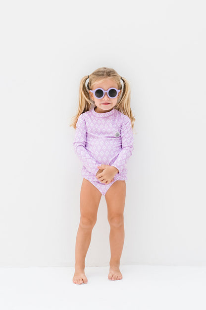 Girls 2-piece anti-UV swimsuit - Geo Purple