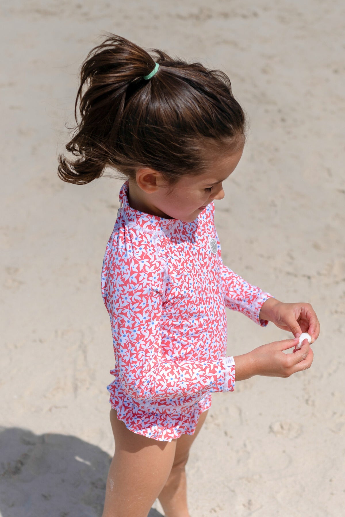 POWER FLOWER Maillot De Bain Manches Longues Rashguard Fille 2-12 Ans - Protection Solaire Plage