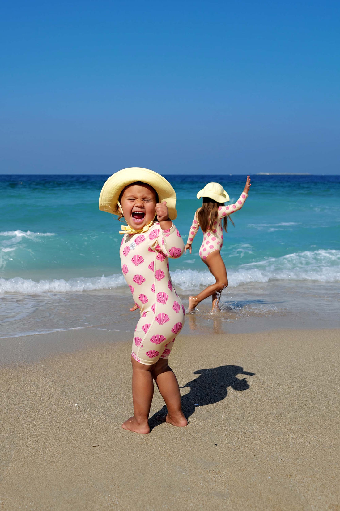 Bonnet anti-uv bebe/enfant jaune