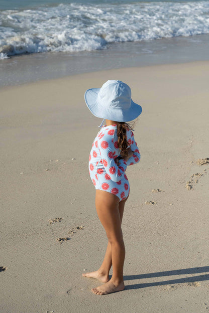 Bonnet anti UV bebe/garcon bleu