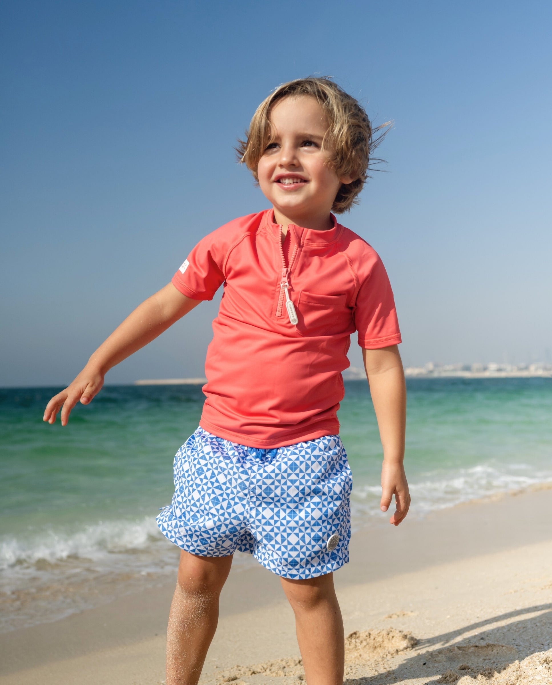 T-shirt à manches courtes anti-UV pour garçon - Rouge Baie