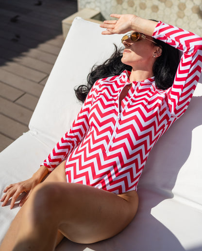 Maillot de bain manches longues femme - Zigzag Riviera