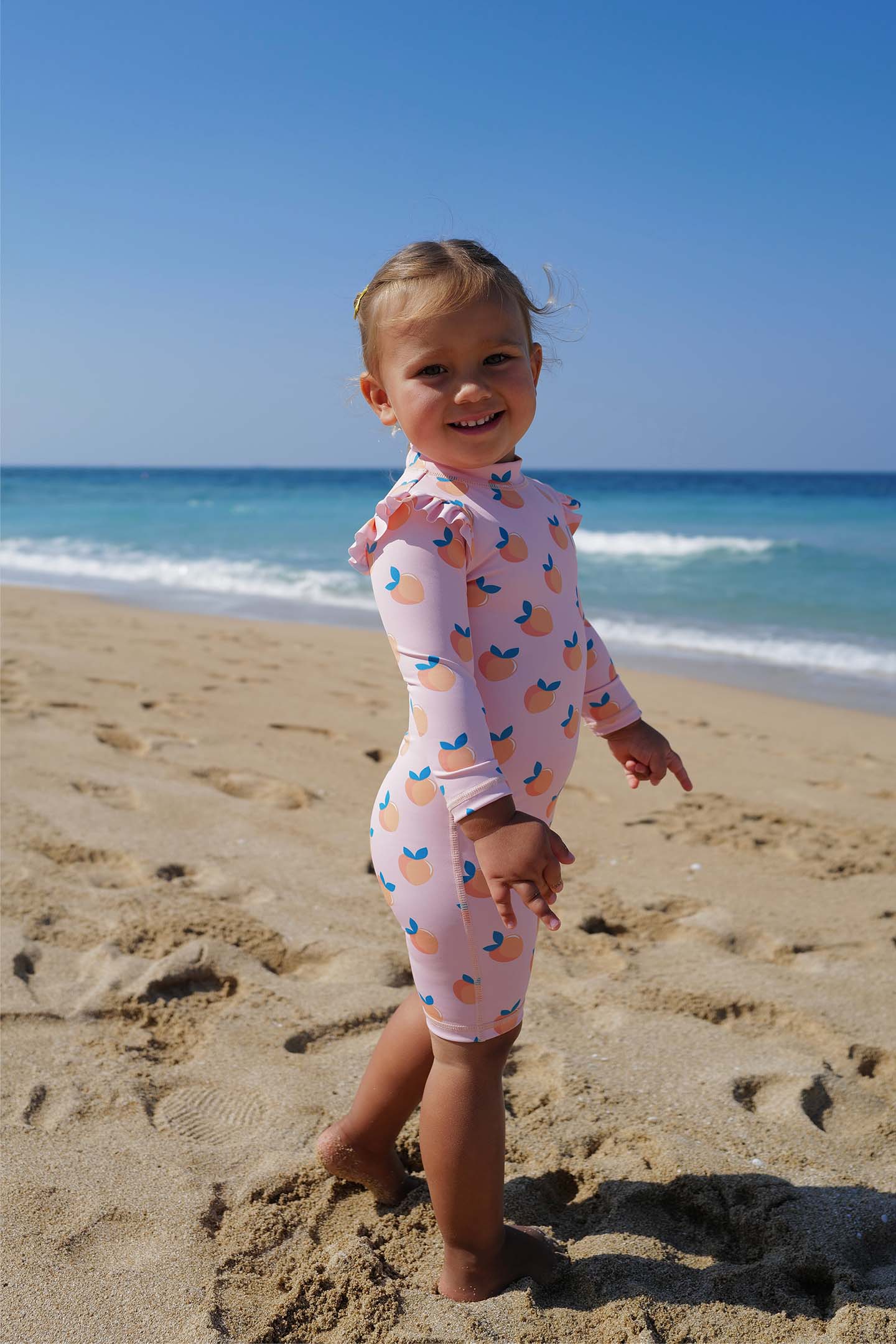 Baby Swimsuit with ruffles - Sweet Peach