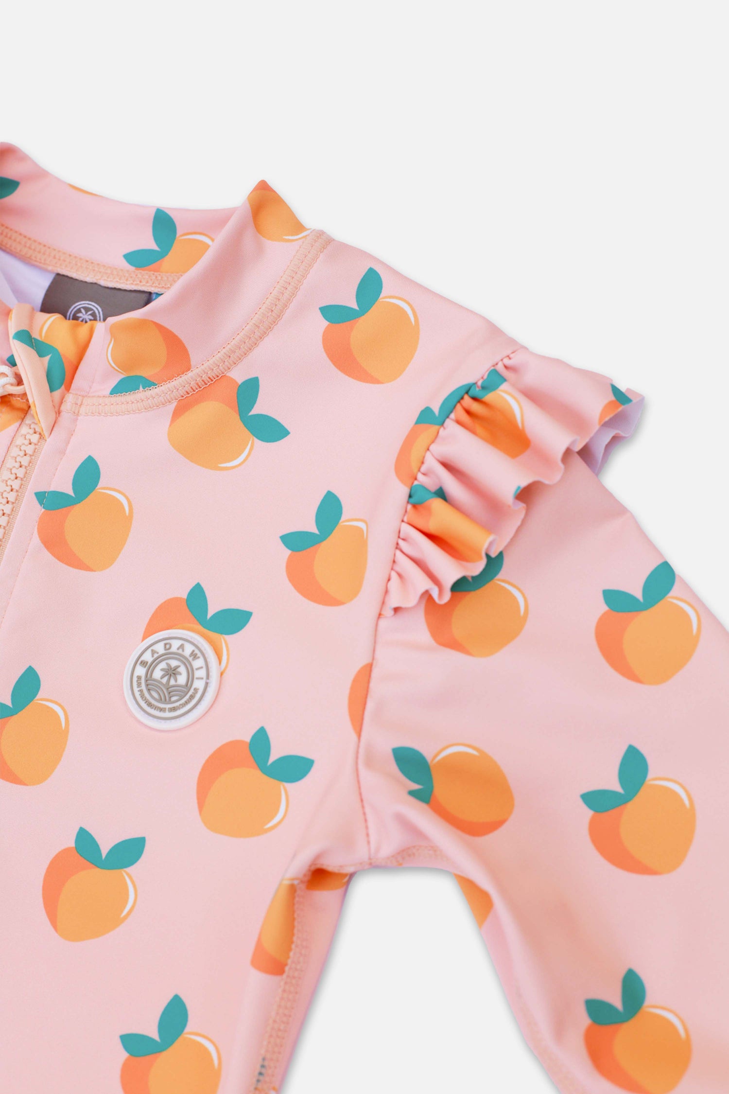 Girl UV Swimsuit with Ruffles - Sweet Peach