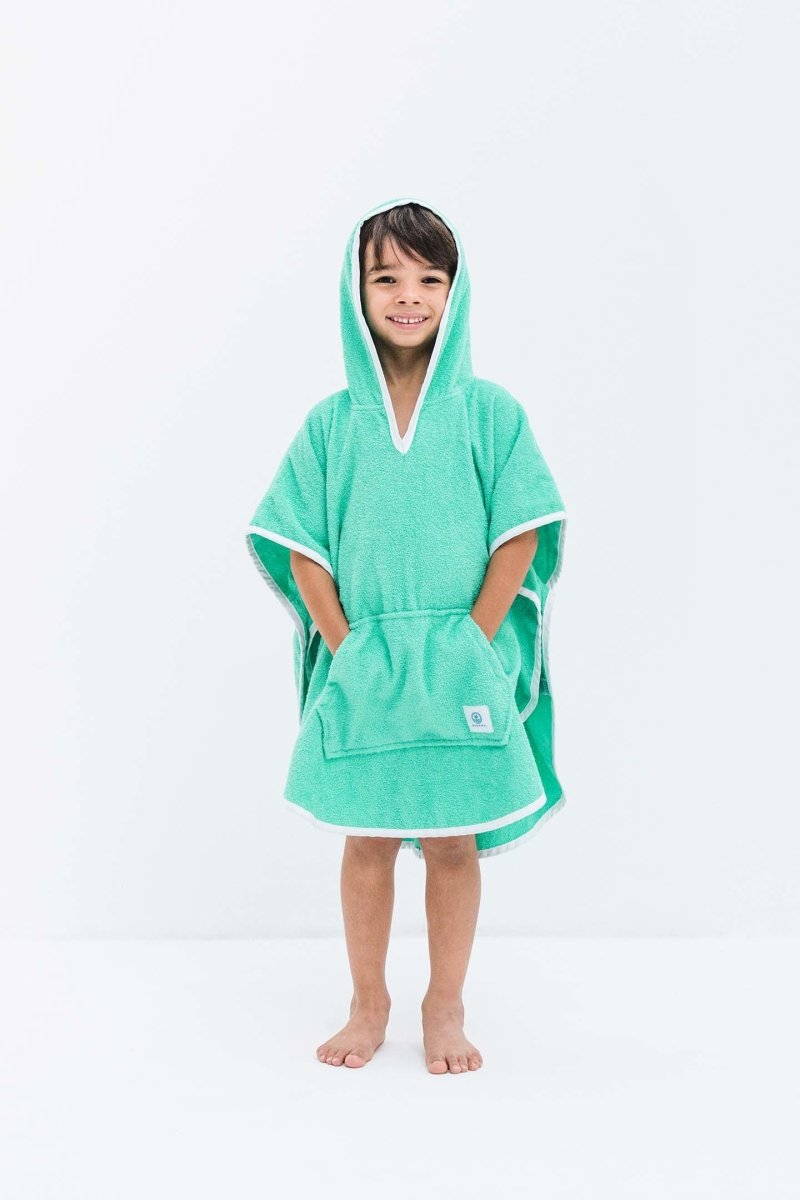 Poncho toalha bebê/menino - Biscay Green